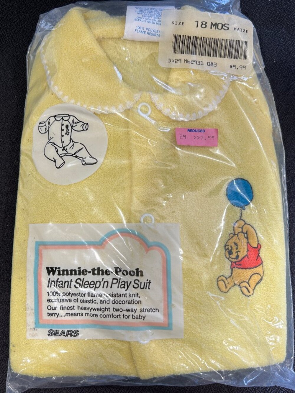 Vintage Sears Winnie-the-Pooh Infant Sleep'n Play Suit